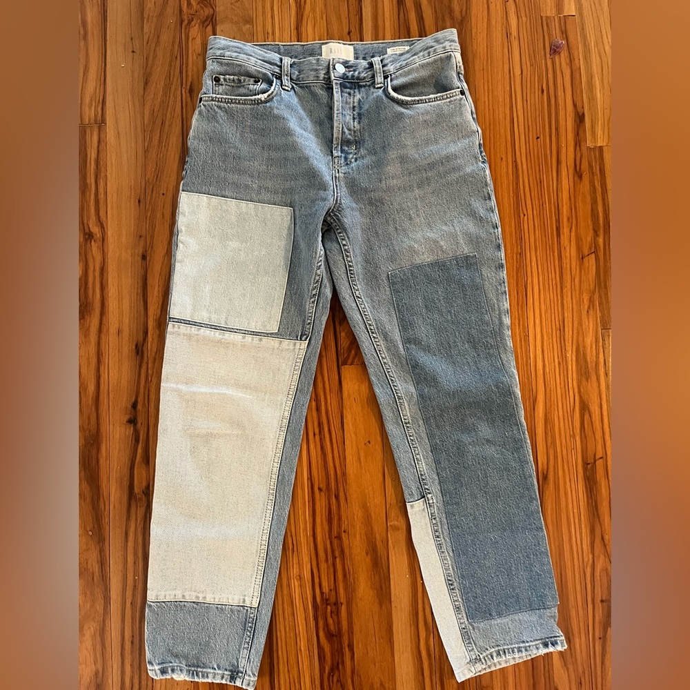 Rails Women's Patchwork Straight Leg Jeans - Light Blue & Medium Blue